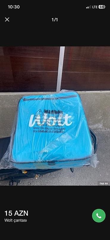 usta cantasi: Wolt çatdırılma çantası - Rəng: mavi, Wolt loqolu - Ölçü: kuryerlər — 1