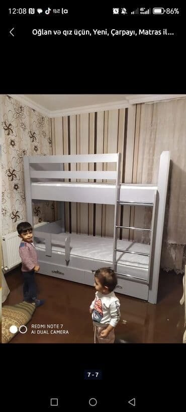 hazır pilləkənlər: Oğlan və qız üçün, Çarpayı, Matras ilə, Siyirməli, MDF — 6