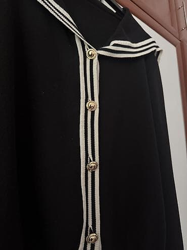 Шубы: Qadın trikotaj kardiqan – dənizçi üslubunda - Rəng: qara - Dizayn — 3