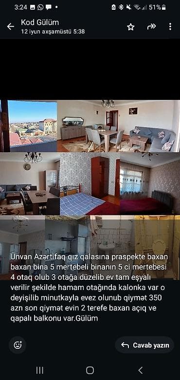 gence kirayə ev: Kirayə mənzil - Pasolkada, 5 mərtəbəli binanın 4-cü mərtəbəsi - 2 — 2