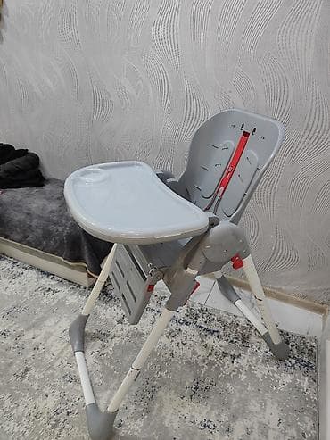 Məktəb çantaları: Uşaq yemək stulu – Baby Home - Rəng: boz/ağ (qırmızı detal ilə) - — 2