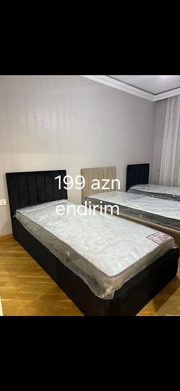 Tek nəfərlik çarpayı və döşək dəsti - Ölçü: tək nəfərlik (standart) - at lalafo.az Tek nəfərlik çarpayı və döşək dəsti - Ölçü: tək nəfərlik (standart) -
