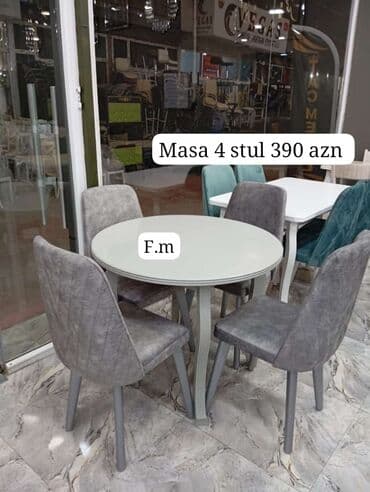 mətbəx stol stul ikinci el: Mətbəx üçün, Yeni, Yumru masa, 4 stul — 1
