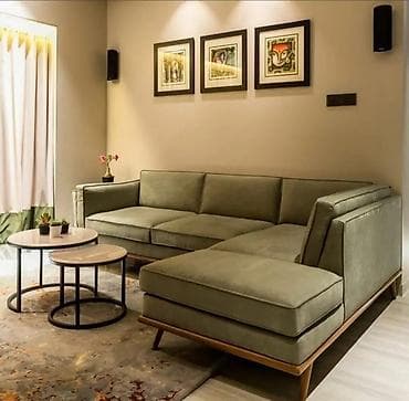 kunc divani: Künc divan, Mətbəx üçün, Qonaq otağı üçün, Yataq otağı üçün, Parça, Bazalı, Açılan — 1