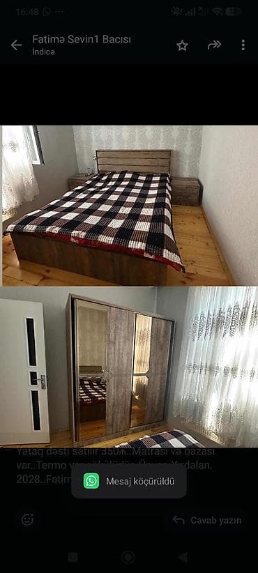 sok: Yataq dəsti satılır 350₼. Matrası və bazası var. Termo var — 1