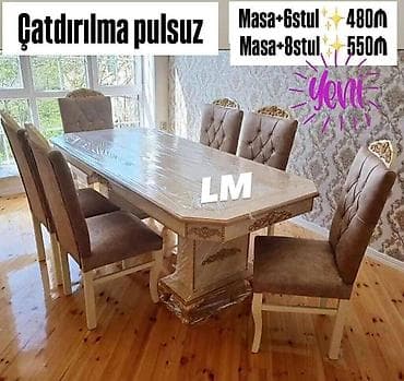 sdul: Möhtəşəm DƏVƏTAC masa dəsti Yüksək keyfiyyətlə Qiymət : Masa 2x1 +6 — 2