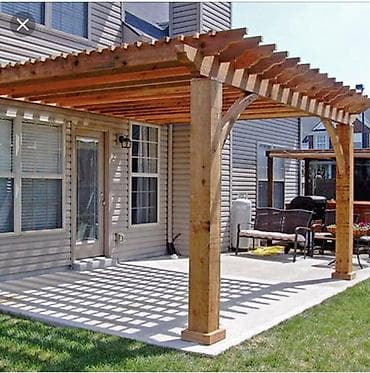 hava matraslari: Açıq hava məkanı üçün taxta pergola - Material: kəsilmiş massiv ağac — 1