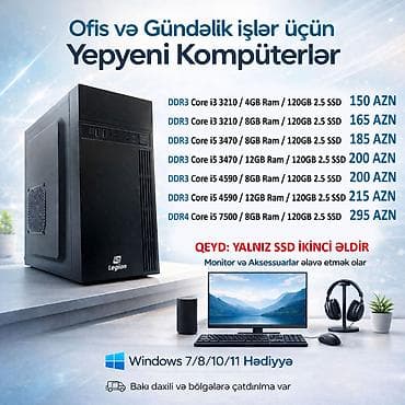 Masaüstü kompüterlər və iş stansiyaları: Ofis və Gündəlik işlər üçün Yepyeni Kompüterlər” QEYD: Videokart əlavə — 1