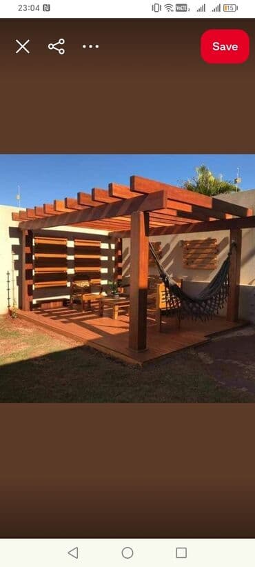 faizsiz kreditle mebeller: Taxta konstruksiyalı pergola açıq havada istirahət sahələri üçün ideal — 4