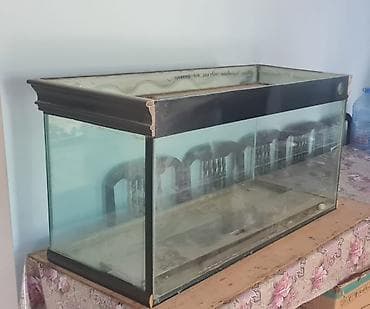 akvarium filterleri: Akvaryum komplekti - Şüşə akvaryum: düzbucaqlı forma, qara üst və alt — 2