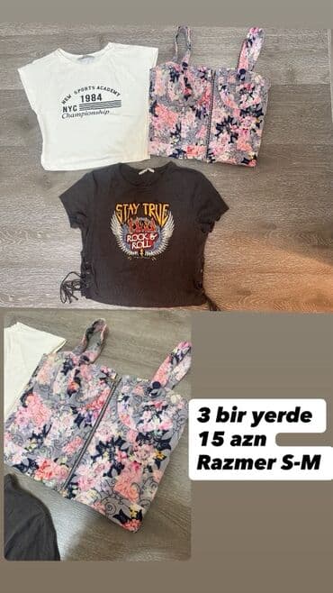 Qadın geyim dəsti – 3 ədəd bir yerdə. Tərkib: - Ağ qısa köynək: “New