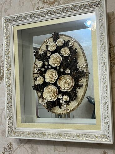 Kolleksiya kartları: Dəniz qabıqlarından Əl işi rəsm 
Картина ручной работы из ракушек — 1