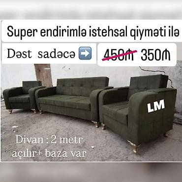 Divan + 2kreslo Endirim fürsəti💣 Qiymət : 350₼ Yeni və sifarişlə 💥