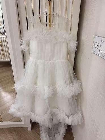 vecerni don: Uşaq üçün zərif ağ tül don (8-10 yas) - Model: çoxqatlı tül dizayn — 1