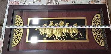 Satılır – 24K Gold Leaf dekorativ tablo (8 At Motivli) Evinizə və ya — 8