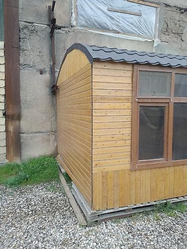 ev gulleri ve adlari: Taxta mobil ofis/kiosk – hazır quruluş - Material: tamamilə taxtadan — 2