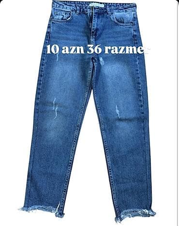 cins: Qadın denim şalvarlar - Model: Yırtıqlı, straight/relaxed kəsim, 5 — 1