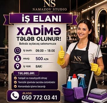 Bərbər salonuna xadimə tələb olunur iş saatı səhər 9dan axşam 7yə kimi