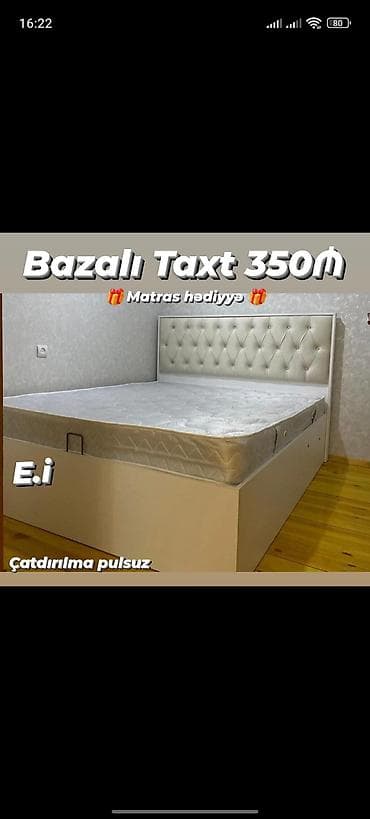 Bazalı taxt – 350₼ - Dəbdəbəli, düyməli (kapitone) yumşaq başlıq - Alt — 1