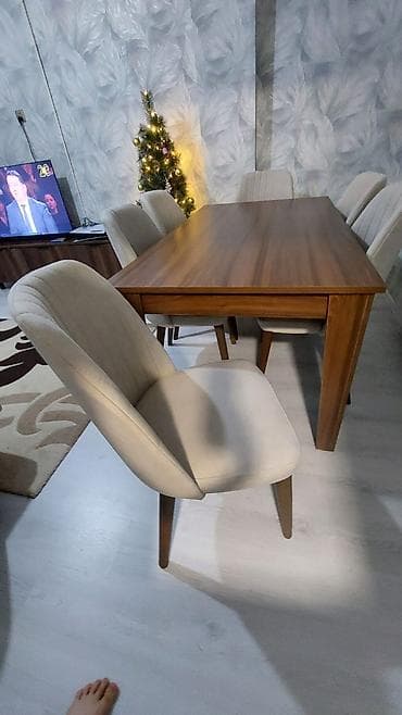 Qonaq otağı üçün, İşlənmiş, Kvadrat masa, 6 stul