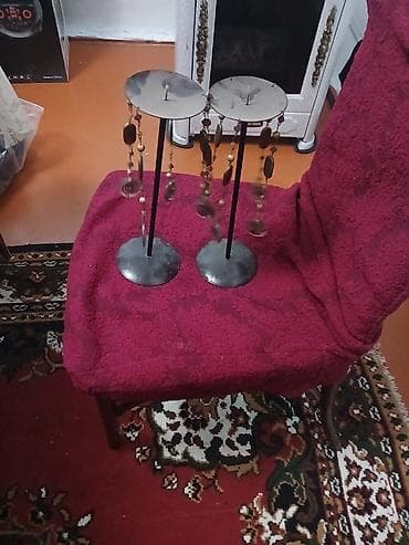 kəndir ip: 2 ədəd dekorativ şamdan/aksesuar asqısı - Material: metal gövdə və — 1