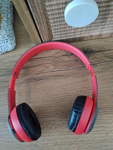 ucuz bluetooth qulaqlıq: Qulaqlıq – simsiz/BT over-ear model - Rəng: qırmızı-boz - Üstündə — 3