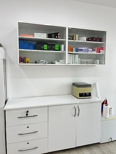 Estetik/ofis mebeli dəsti - Material: ağ MDF/LDSP, parlaq səth, metal — 1