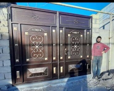 жер тошок: Железо Дворовые ворота, Распашные, 3 м, Механические, С дверью, цвет - Голубой, Нет кредита, Платная установка, Платная доставка — 2