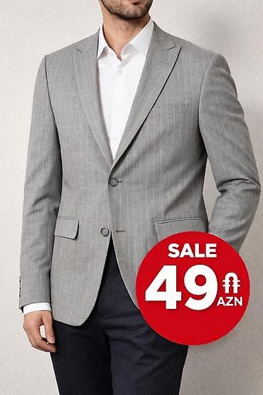 baqi salvar: Boz rəngli, incə şaquli zolaqlı klassik kişi kostyumu - Model: İki — 3