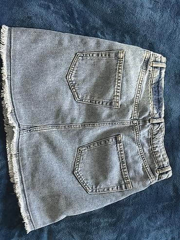 mini geyim: Denim mini yubka - Material: klassik denim (cins parça), azacıq — 2