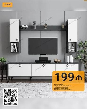 divar refleri: Düz TV altlığı, Polkalı, Laminat — 1