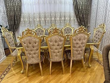 kir: Masa dəsti satılır 1000₼. 8 oturcağı var. üzəri mərmər. Ünvan — 1