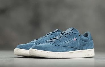 mavi ayaqqabılar: Reebok Classics C85 – mavi zamşa idman ayaqqabısı - Model: Reebok — 1