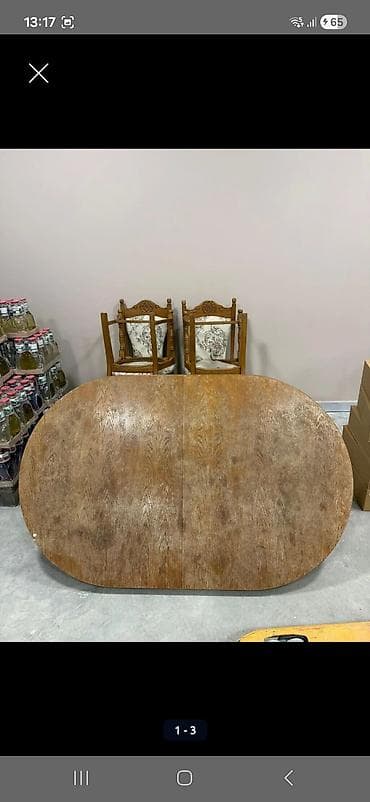 Klassik masa, İşlənmiş, Açılan, Taxta, Oval masa