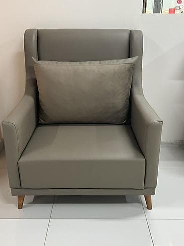 kreslo tek: Modern tərzli tək nəfərlik kreslo - Rəng: boz-qəhvəyi (taupe) ton - — 3
