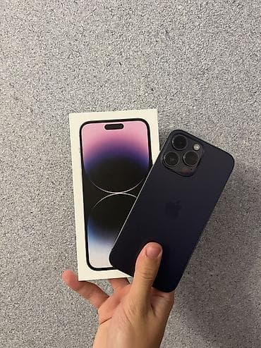 iphone 15 pro titanium: IPhone 14 Pro Max, 256 GB, Deep Purple, Simsiz şarj, Face ID, Sənədlərlə — 9