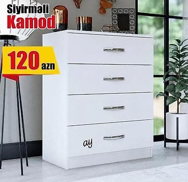 Sıyırmalı kamod – müasir, minimal dizayn. - Rəng: ağ - 4 geniş — 1