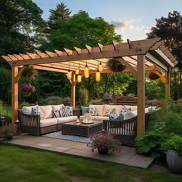 qazon suvarma sistemi: Açıq Hava Taxta Pergola Sistemi - Material: Keyfiyyətli təbii ağac — 1