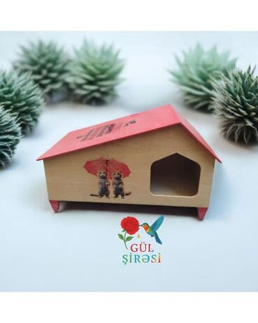 купить домик для кота: Taxta pişik evi – “Burada yerim rahatdır” yazılı - Material — 4