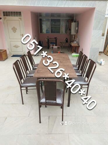 stul sekilleri: Mətbəx üçün, Dördbucaq masa, 8 stul — 6