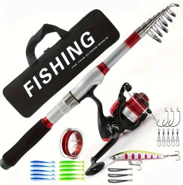 bakıda ovcu mağazaları: Balıq Qarmağı dəst Çantalı Uzunluq: 3m / 2.40m Rəng: Gümüşü — 1