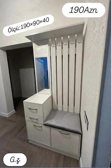 Dəhliz üçün çoxfunksiyalı asılqan və dolab dəsti - Ölçü: 190 × 90 ×