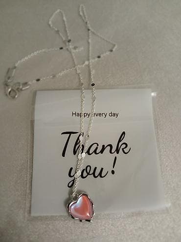 Gümüş rəngli zəncirli boyunbağı – ürək formalı asma - Zərif, incə