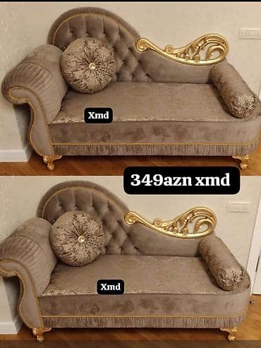 mexmer parca: Klassik üslubda zərif divan (rilyefli qızılı dekor) - Rəng: açıq — 1