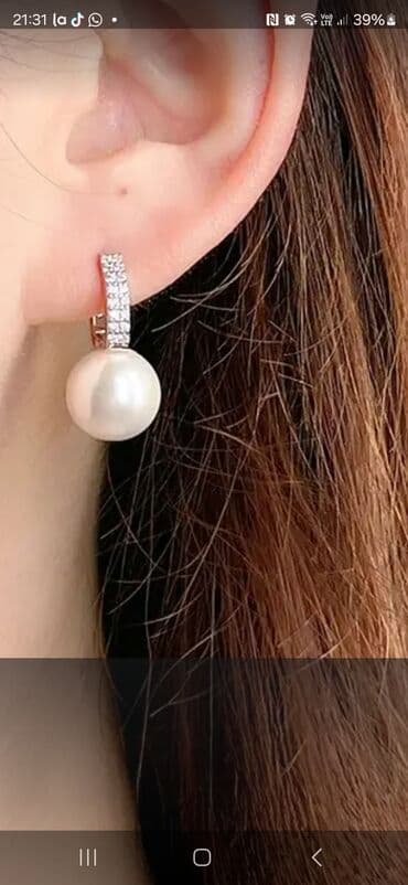 женские серьги с жемчугом: Sırğa, Gümüş, Ünvandan götürmə — 4