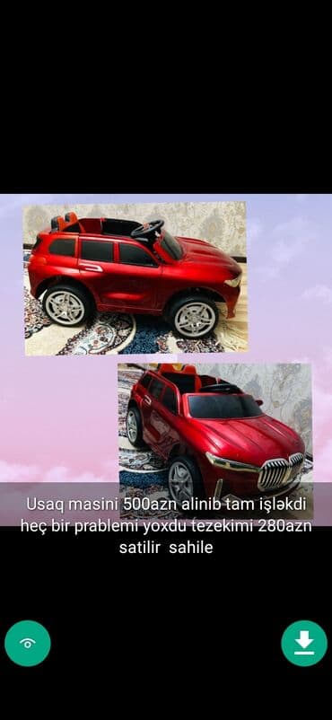 maşın uşaq ucun: Usaq masinlari şekillerde qiymətler məlumatlar qeyd olunub unvan Gence — 13