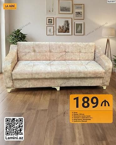 oturaca: Məhsul: Divan (Kod: 6917) - Ölçü: 200 sm - Mexanizm: Açılan, bazalı — 1