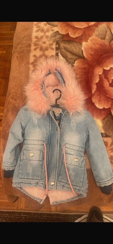Информатика: Uşaq üçün qız jaketi – cins parka modeli - Material: Açıq mavi cins — 1