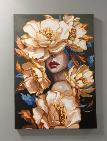 komputer şəkilləri: Rəsmi tablo – Akril boya ilə kətan üzərində - Mövzu: Qadın portreti — 1