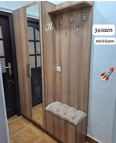 şifonerlər: 1 qapı, Güzgülü, Qəhvəyi, Digər material, Açılan, Düz dolab — 1